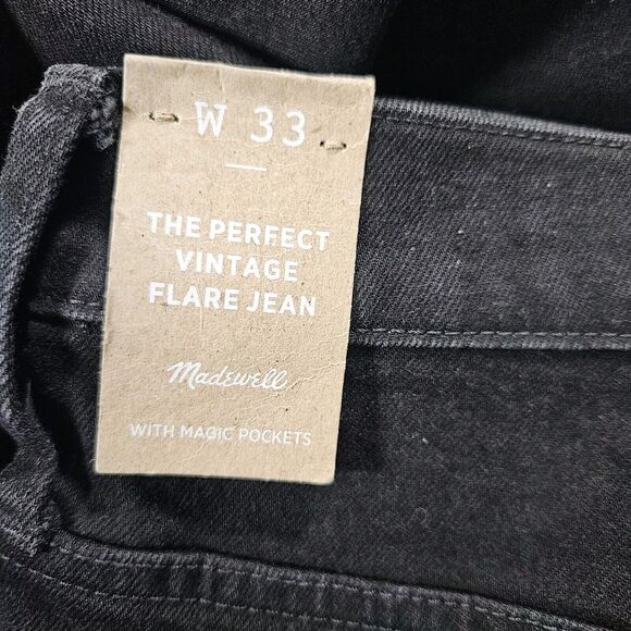 NWT Madewell The Perfect Vintage Flare Jean Black Size 33 Fits 38 X 32 - Picture 3 of 10